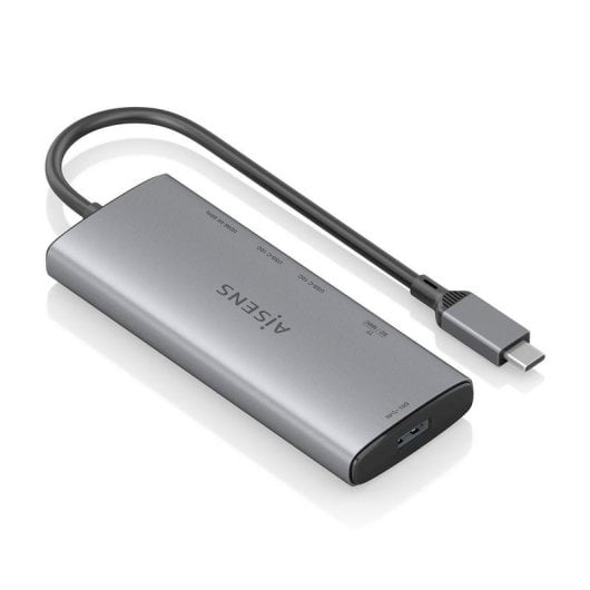 Base para portátil Aisens ASUC-6P029-GR USB-C Dock 6 en 1 aluminio 4K SD MicroSD