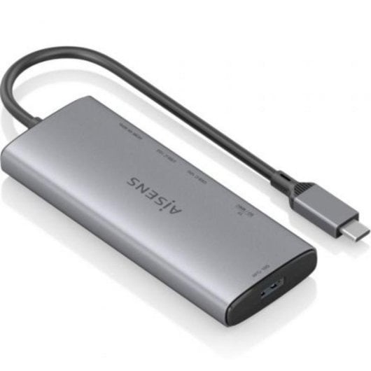 Base para portátil Aisens ASUC-6P029-GR USB-C Dock 6 en 1 aluminio 4K SD MicroSD