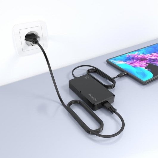 Carregador de Mesa Aisens ASCH-1PD65D068-BK GaN 65W USB-C 1.8m Preto