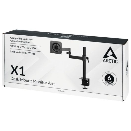 Soporte Monitor Arctic X1 Giratorio Clamp 10 kg Negro