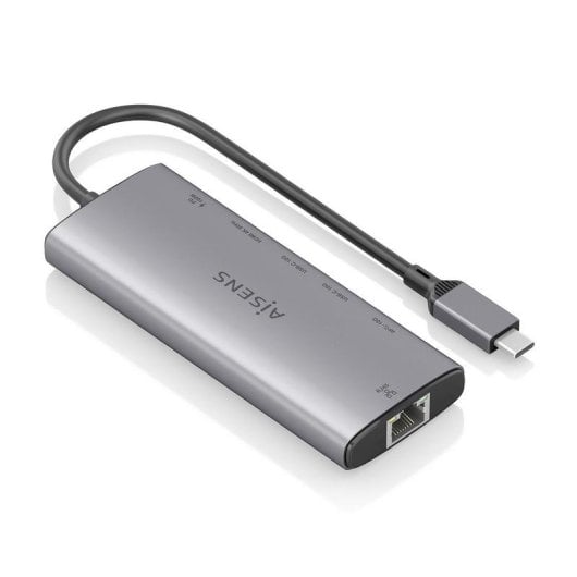 Base para portátil Aisens ASUC-6P030-GR USB-C Dock 6 en 1 aluminio 4K 100W