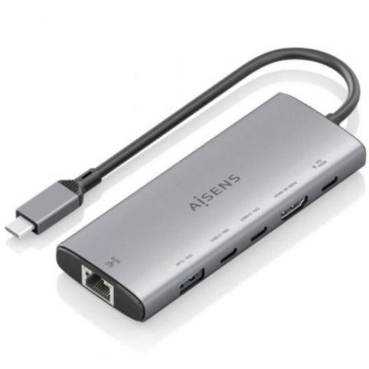 Base para portátil Aisens ASUC-6P030-GR USB-C Dock 6 en 1 aluminio 4K 100W