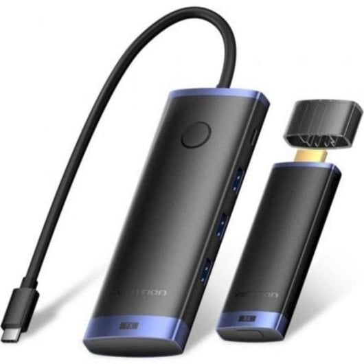 Adaptador inalámbrico Vention TPVBB USB-C HDMI 4K 60W 6 en 1 Negro