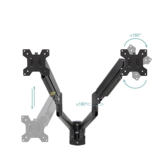 Soporte para monitor TooQ LP1434TNR-B doble brazo gas, VESA, inclinable, negro