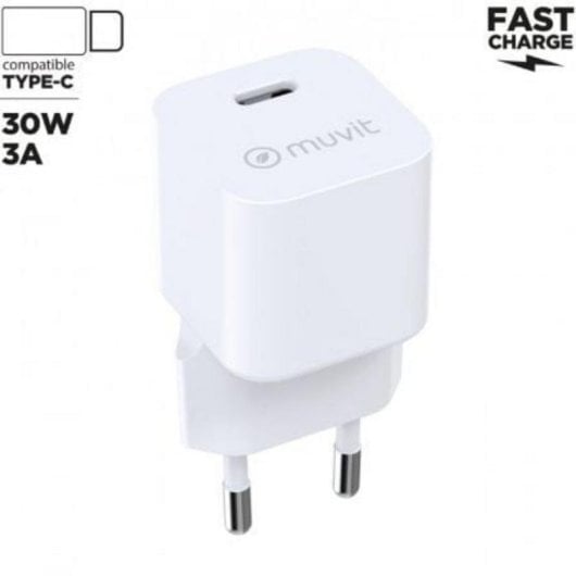Cargador de pared Muvit SN-TC302CD1E030A USB-C 30W Power Delivery Bioresina