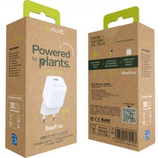 Cargador de pared Muvit SN-TC302CD1E030A USB-C 30W Power Delivery Bioresina