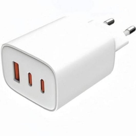 Cargador dispositivos móviles Leotec GaN 65W Ultra Slim 2x USB-C PD 1x USB-A Blanco