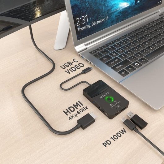 Station d'accueil Aisens ASWL-H2KDC30M05-BK USB-C HDMI Inalámbrico 4K PD 100W