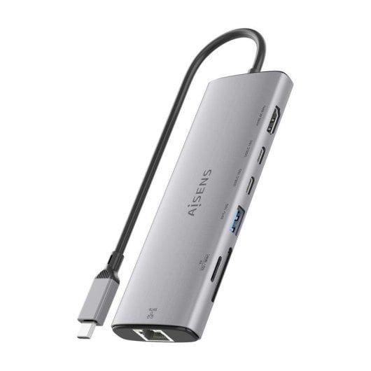 Dock USB-C Aisens ASUC-7P032-GR 7 en 1 HDMI 4K RJ45 USB-A y C Lector SD Gris
