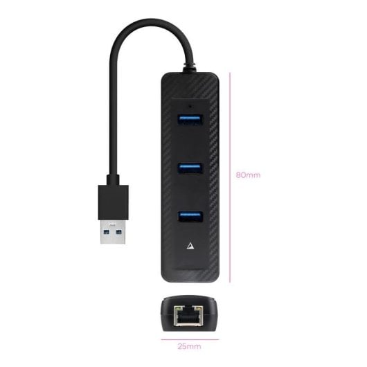 Hub Nanocable 3 puertos USB 3.0 1000 Mbps modelo 10.16.4604 con Ethernet RJ45