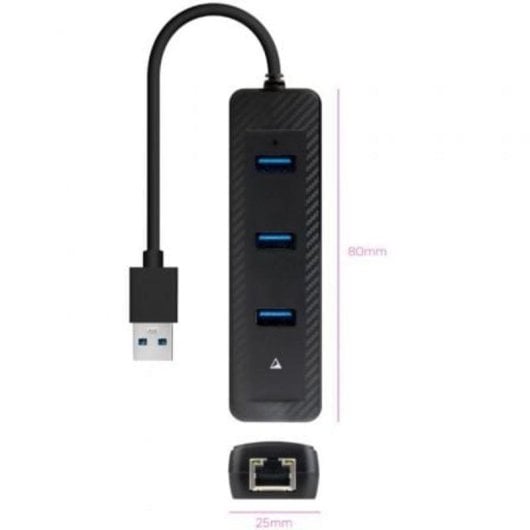 Hub Nanocable 3 puertos USB 3.0 1000 Mbps modelo 10.16.4604 con Ethernet RJ45