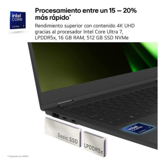 Portátil LG Gram 14Z90S 14" Intel Core Ultra 7 155H 16GB 512GB SSD Windows 11 Pro Preto