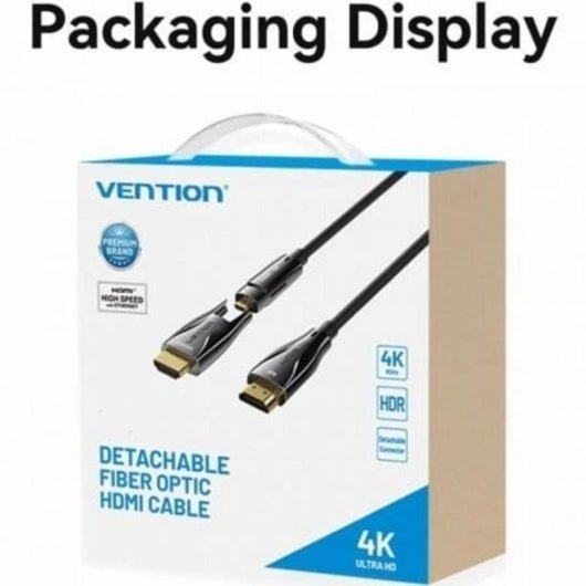 Cable HDMI Vention ALPBQ 20m Negro Fibra Óptica Chapado en Oro
