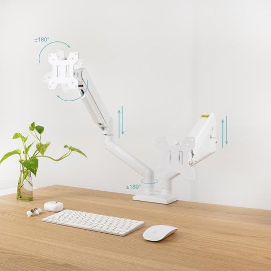 Monitorhalterung TooQ DB1434TNR-W Weiß Doppelarm Gasfeder 13-34 Zoll VESA