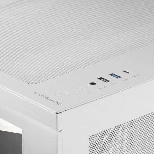 Caixa para jogos Mars Gaming MC-3TCORELCDM Micro-ATX, ecrã IPS de 7,2", vidro temperado triplo, branco