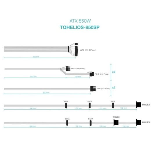 Fuente de Alimentación TooQ TQHELIOS-850SP 850W 80 Plus Bronze ventilador 120 mm
