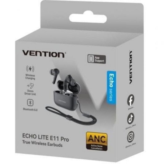 Auriculares Vention Echo Lite E11 Pro inalámbricos Bluetooth 6.0 con Cancelación de Ruido negros