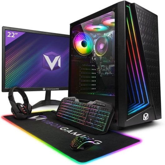 Vibox Vi-150 Gaming PC AMD Ryzen 3 3200G 8GB 480GB SSD Linux 21,5" Monitor Komplettset