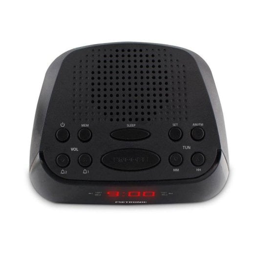 Radio despertador Mooov 477003 doble alarma pantalla LED roja FM snooze