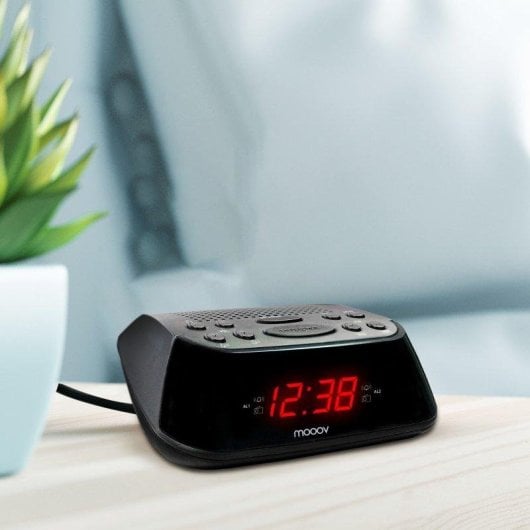 Radio despertador Mooov 477003 doble alarma pantalla LED roja FM snooze