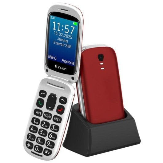 Mobiltelefon Funker E300 Max Audio 3 4G Klapphandy 2.8" Großtasten Rot