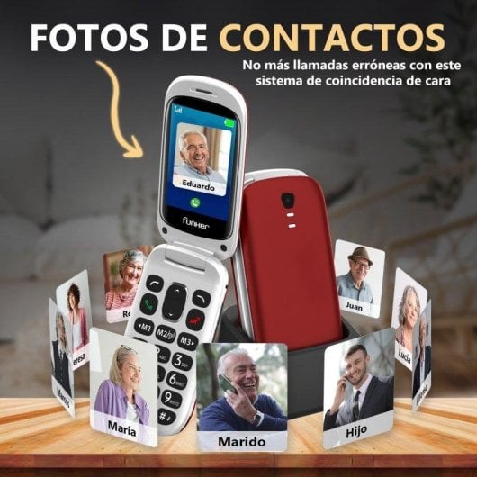 Mobiltelefon Funker E300 Max Audio 3 4G Klapphandy 2.8" Großtasten Rot