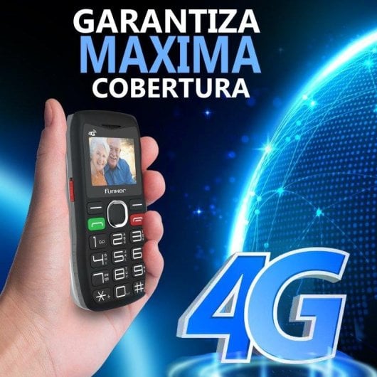 Telemóvel Funker C140 Classic 4G Teclas Grandes e SOS Duplo SIM Preto
