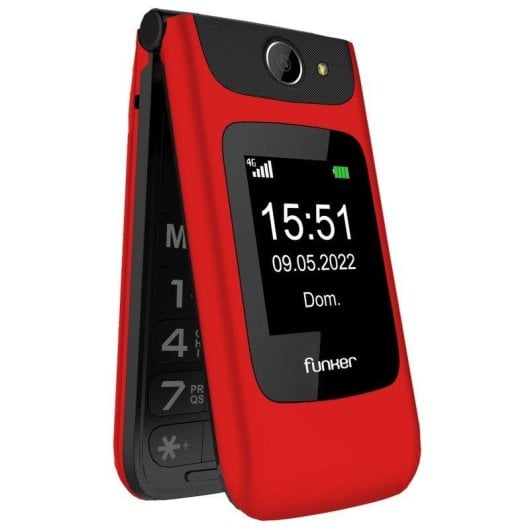 Mobiltelefon Funker C200 Comfort Klappdesign 4G VoLTE SOS-Taste Dual Display Rot