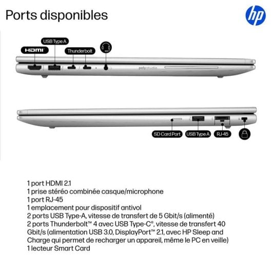 Portable HP EliteBook 6 G1i 16 pouces Intel Core Ultra 7 255U 32GB 1TB SSD AI WUXGA Sécurité Pro