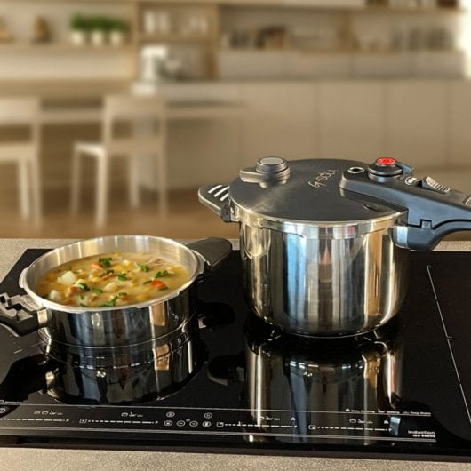Panela de Pressão G-sola 4L – Aço Inox 18/10, Tripla Segurança, Níveis Rápido e Super Rápido, Lavável na Máquina de Lavar Louça e por Indução, Inclui Livro de Receitas David De Jorge