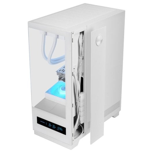 Boîtier de jeu Mars Gaming Mc-Pulsar ATX avec écran LCD double face en verre trempé blanc