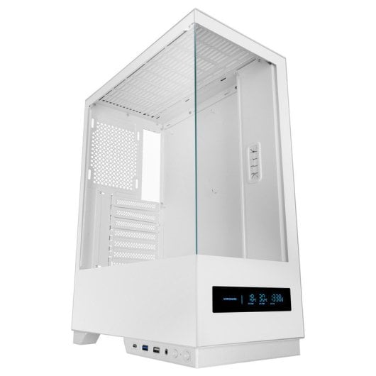 Boîtier de jeu Mars Gaming Mc-Pulsar ATX avec écran LCD double face en verre trempé blanc