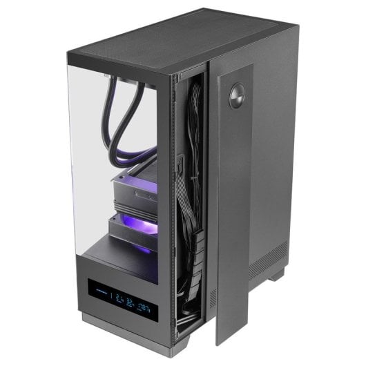 Boîtier de jeu Mars Gaming Mc-Pulsar ATX avec écran LCD double verre trempé avant et latéral noir