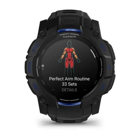 Garmin Instinct 3 Bluetooth GPS 45mm AMOLED Noir/Bleu Résistant à l'eau 10ATM Pulsomètre SpO2