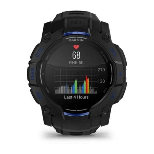 Garmin Instinct 3 Bluetooth GPS 45mm AMOLED Noir/Bleu Résistant à l'eau 10ATM Pulsomètre SpO2