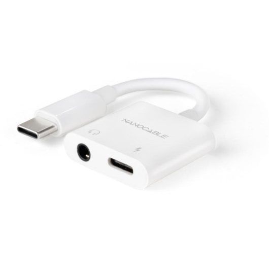 Adaptador Nanocable 10.24.1206 USB-C Jack 3.5mm PD 60W 11.5cm Branco