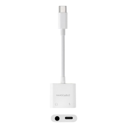 Adaptador Nanocable 10.24.1206 USB-C Jack 3.5mm PD 60W 11.5cm Branco