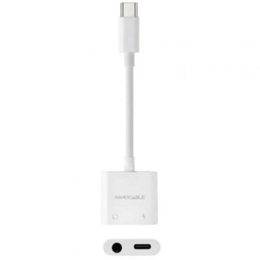 Adaptador Nanocable 10.24.1206 USB-C Jack 3.5mm PD 60W 11.5cm Branco