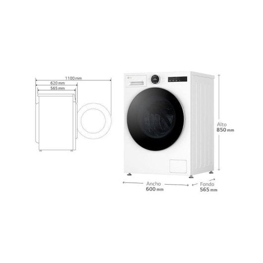 Lavadora LG F4X9009TWCE Carga Frontal 9 kg 1400 rpm A Blanca WiFi IA Puerta Cristal