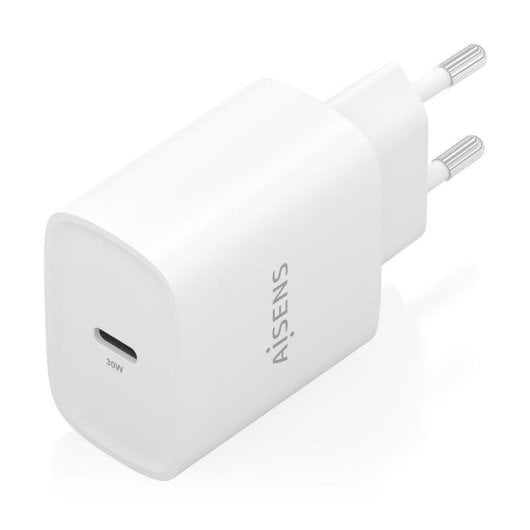 Cargador GaN Aisens A110-0950 USB-C 30W carga rápida AI protección avanzada