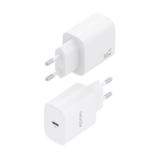Cargador GaN Aisens A110-0950 USB-C 30W carga rápida AI protección avanzada