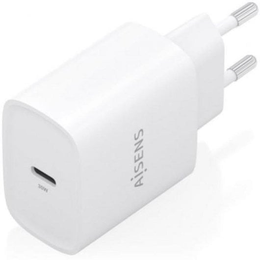 Cargador GaN Aisens A110-0950 USB-C 30W carga rápida AI protección avanzada