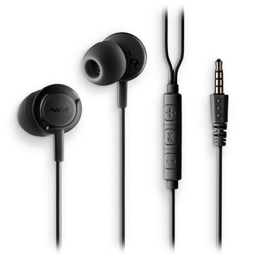 Auriculares NGS Cross Drift Black con cable Jack 3,5 mm, micrófono y control de volumen, in-ear, negros