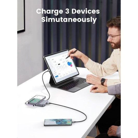 Batería externa Ugreen PB206 10000mAh MagSafe 20W Carga Rápida Wireless Gris