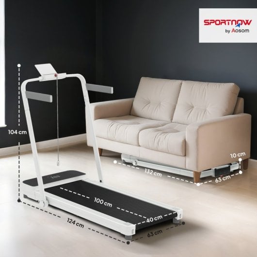 Sportnow Cinta De Correr Plegable Inclinado Con 2.5hp 0-12 Km/h Pantalla Led