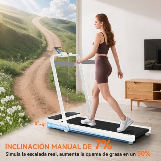 Sportnow Cinta De Correr Plegable Inclinado Con 2.5hp 0-12 Km/h Pantalla Led