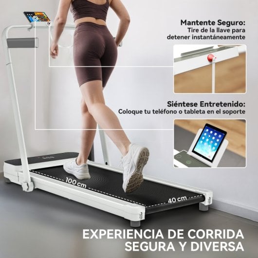 Sportnow Cinta De Correr Plegable Inclinado Con 2.5hp 0-12 Km/h Pantalla Led