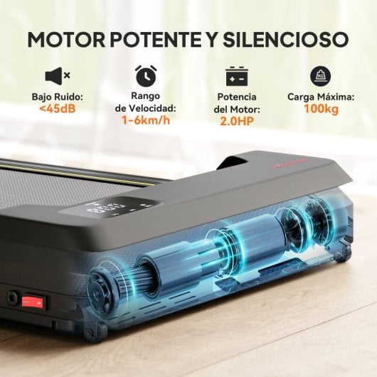 Sportnow Cinta De Correr Plegable Inclinado 2 En 1 Con 2.0hp 6 Km/h Pantalla Led