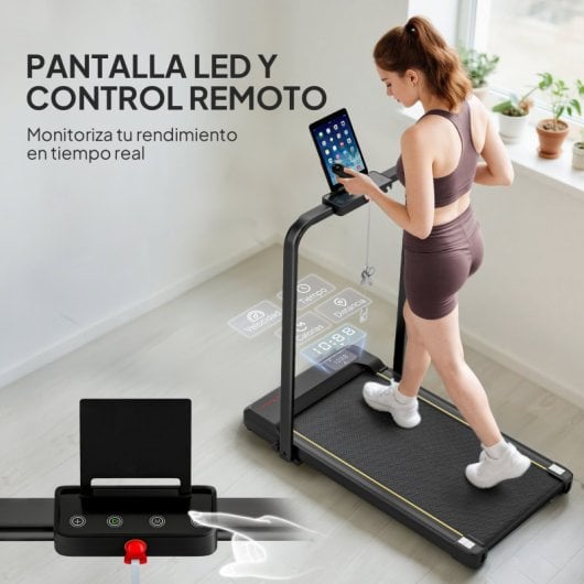 Sportnow Cinta De Correr Plegable Inclinado 2 En 1 Con 2.0hp 6 Km/h Pantalla Led