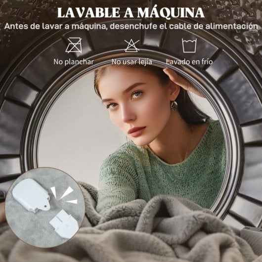 Homcom Manta Eléctrica 180x130 Cm 10 Niveles De Temperatura Gris